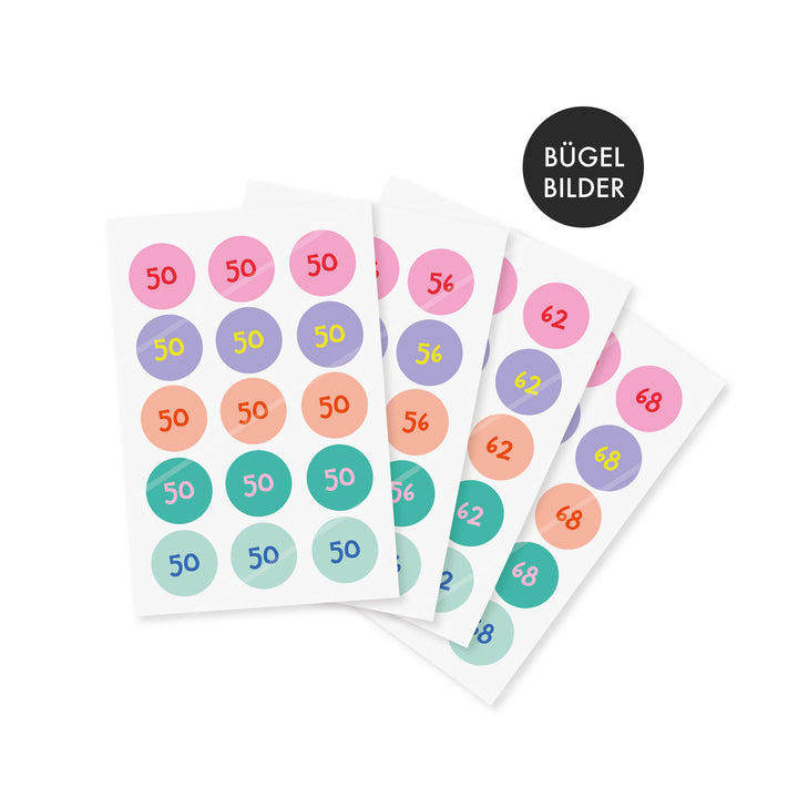 Bügelbild "Kindergrößen" 15 Stück - verschiedene Größen - Farbmix ROSA FLIEDER