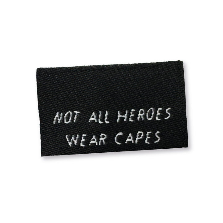 Weblabel "Not all heros wear capes"- Schwarz - 3 Stück