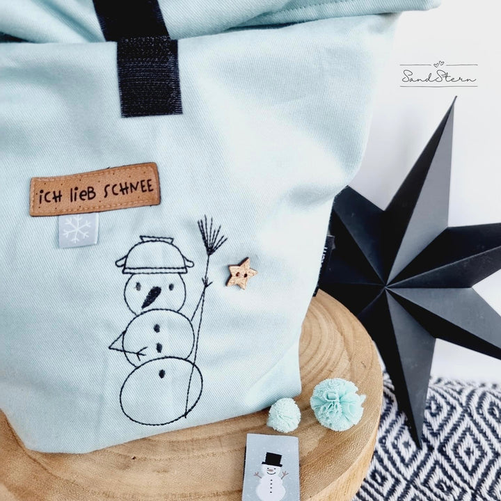 1 Kunstlederlabel "ich lieb Schnee" - Braun