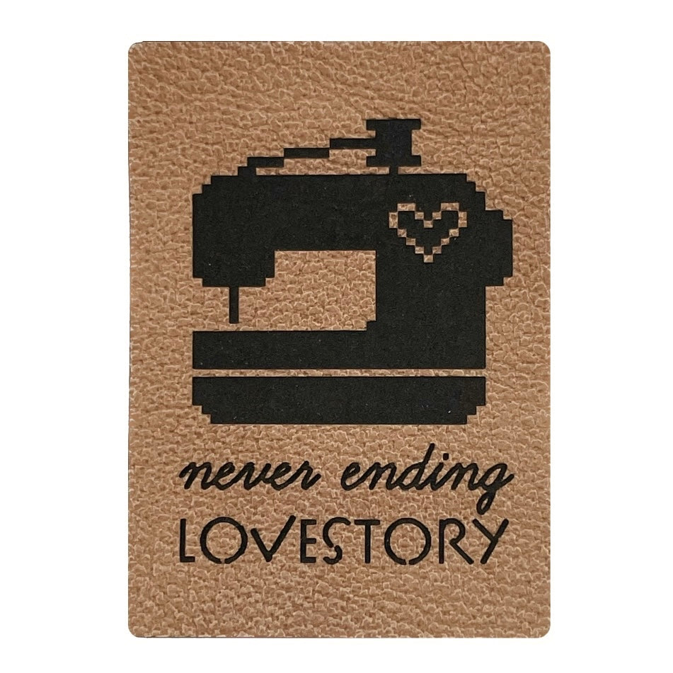 1 Kunstlederlabel "Never Ending Lovestory" - Braun