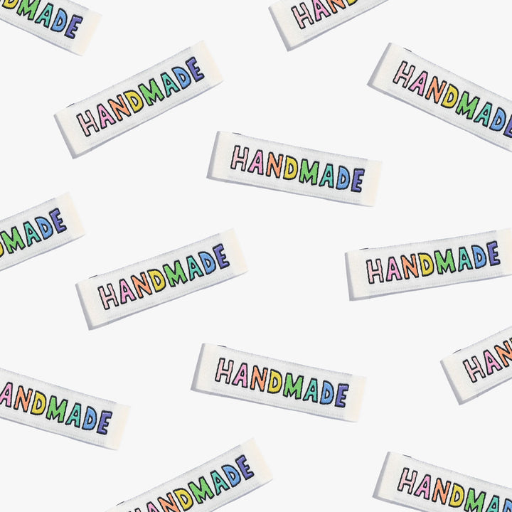 6 Weblabel "Handmade" Regenbogenfarben