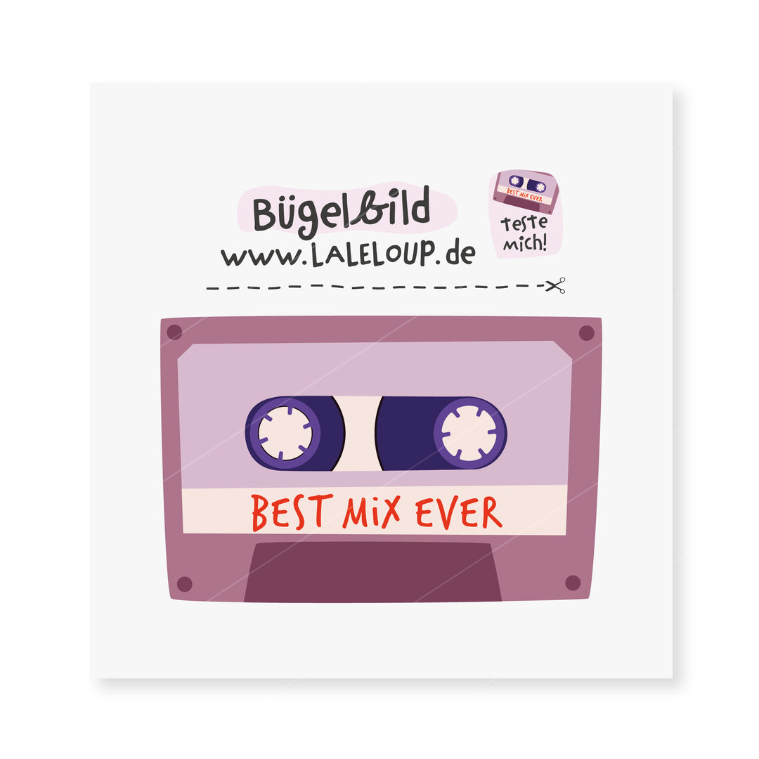 Bügelbild Mixtape - Best Mix ever - Altrosa