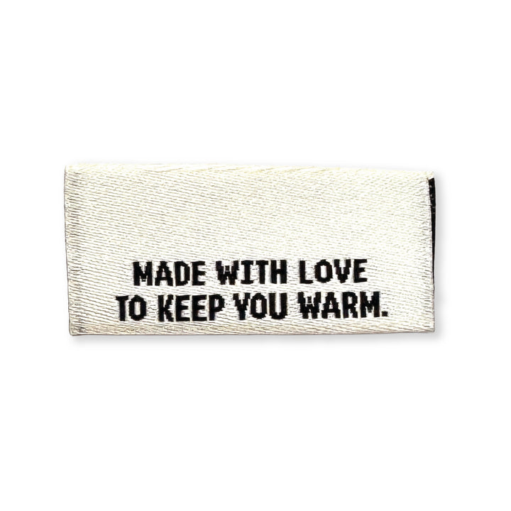 Weblabel "made with love to keep you warm