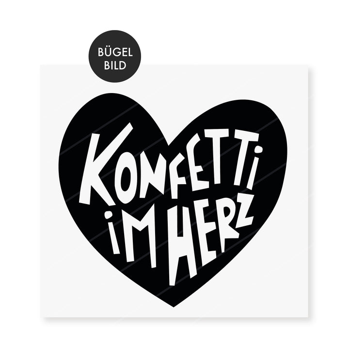 Bügelbild "Konfetti im Herz" Schwarz