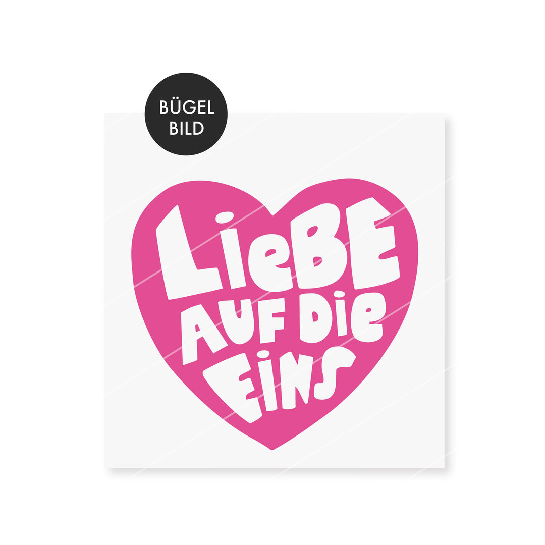 Bügelbild "Liebe auf die eins" schwarz