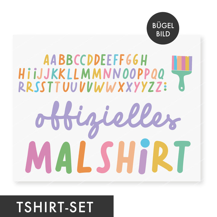 XL Bügelbild "offizielles Malshirt" + kleines ABC