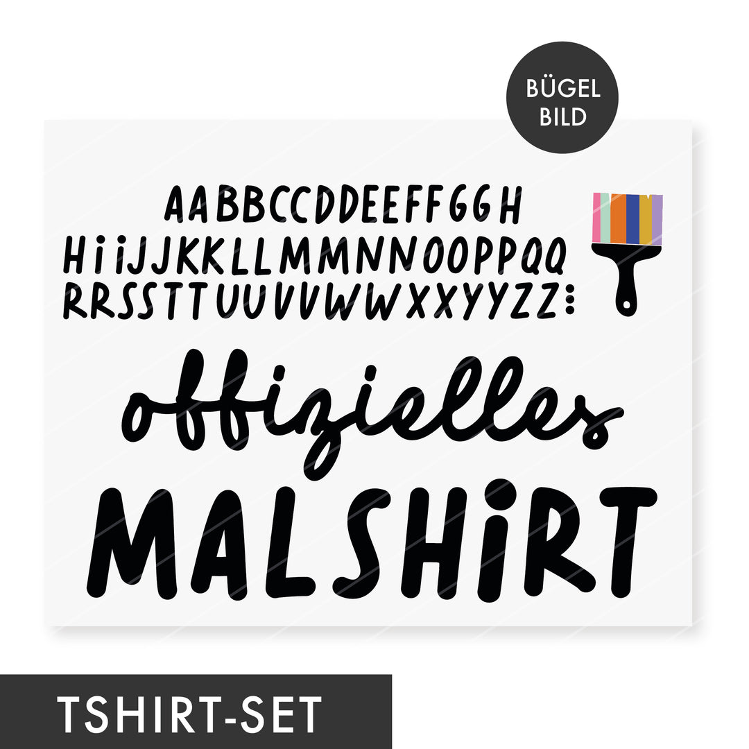 XL Bügelbild "offizielles Malshirt" + kleines ABC