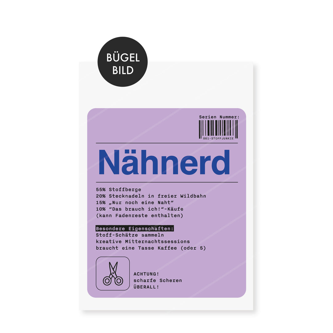Bügelbild "Nähnerd" - Weiß