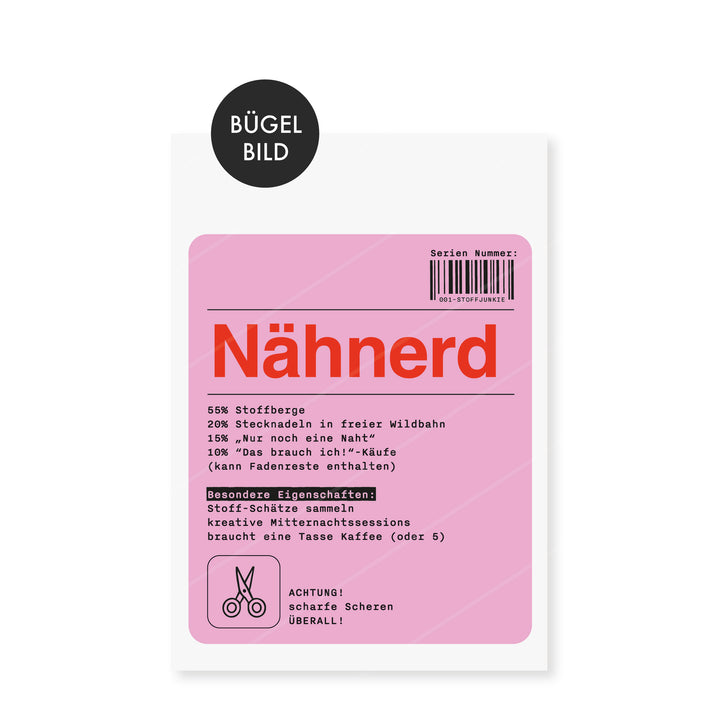Bügelbild "Nähnerd" - Weiß