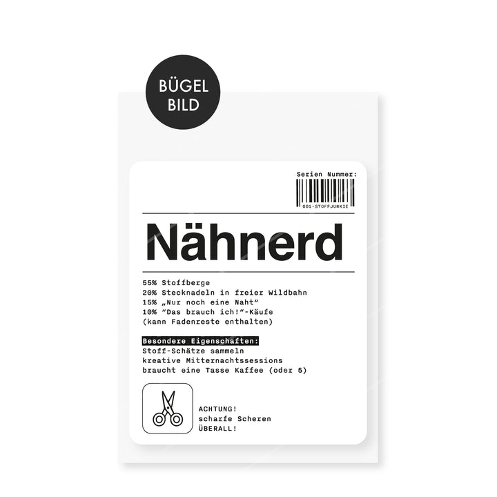 Bügelbild "Nähnerd" - Weiß