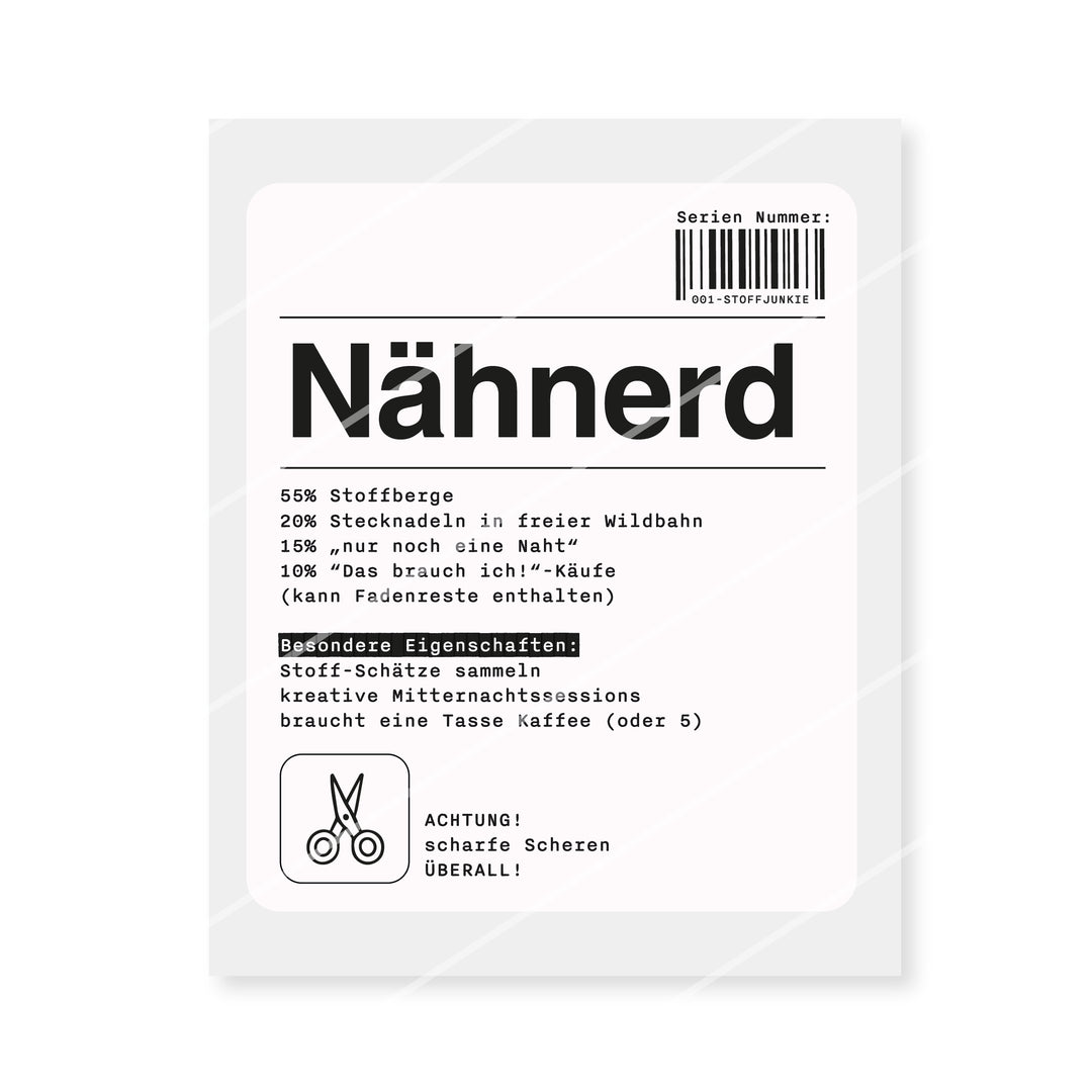 Bügelbild "Nähnerd" - Weiß