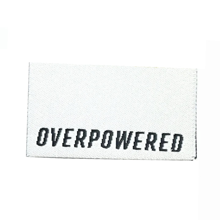 Weblabel „overpowered“ - Weiß - 3 Stück