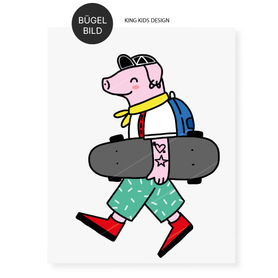 Bügelbild "Skater Pig"