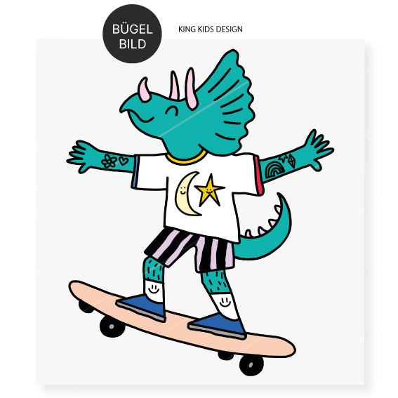 Bügelbild "Skater Dino"