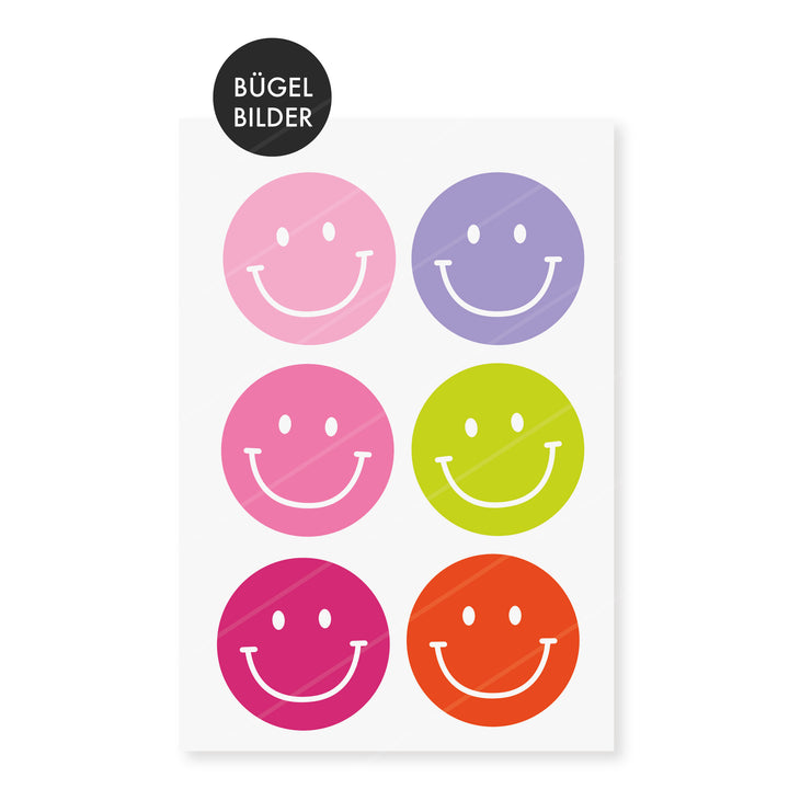 Bügelbild "Smile Mix" 6 Stück - Neon