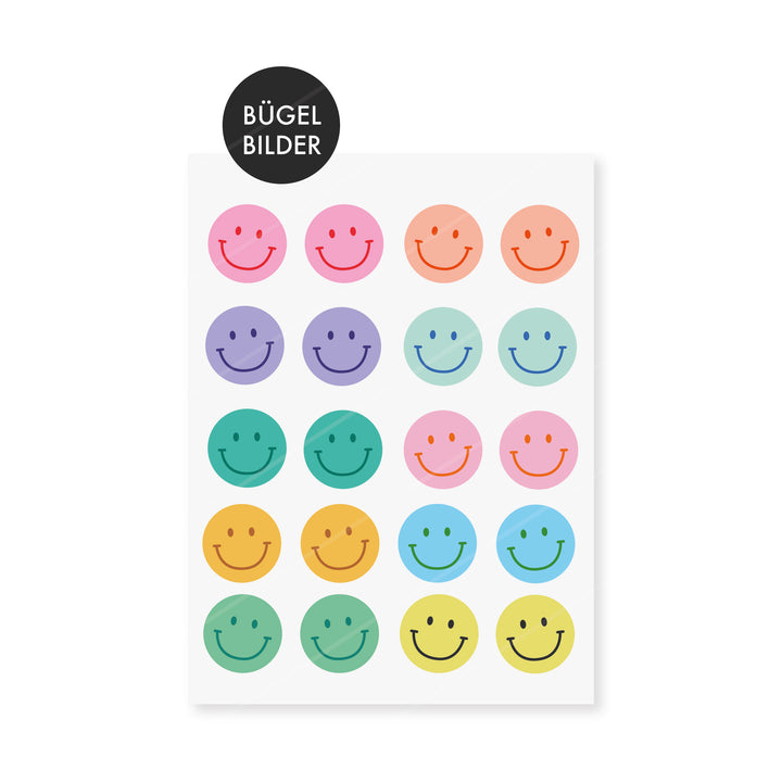 Bügelbild "Smile Mix MINI" 20 Stück - Regenbogen hell