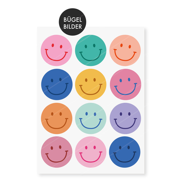Bügelbild "Smile Mix" 12 Stück - Regenbogen