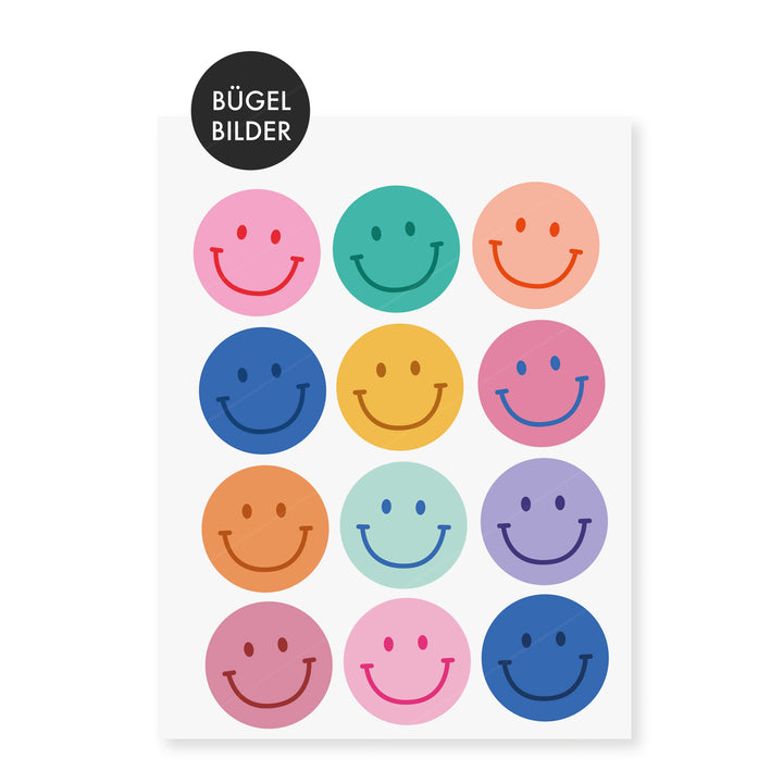 Bügelbild "Smile Mix" 12 Stück - Regenbogen