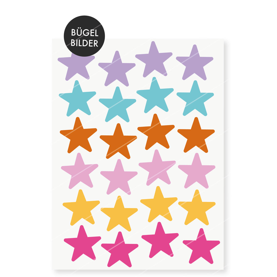 Bügelbild DIY MIX - KIDS EDITION #Sterne Pink Lila Orange