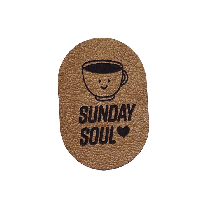 1 Kunstlederlabel "SUNDAY SOUL" - Braun