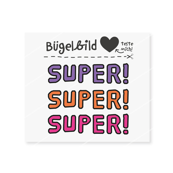 Bügelbild "SUPER" - verschiedene Farben