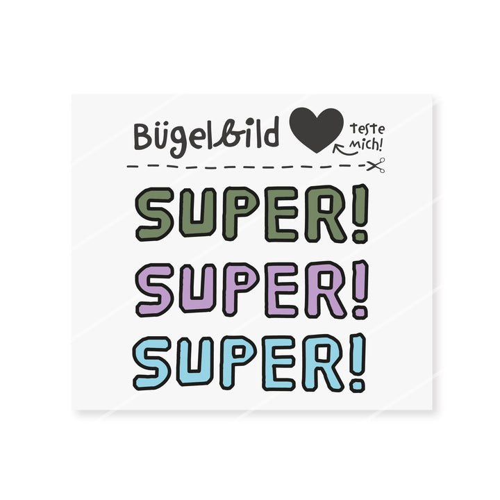 Bügelbild "SUPER" - verschiedene Farben