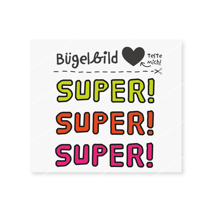 Bügelbild "SUPER" - verschiedene Farben