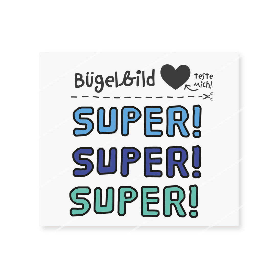 Bügelbild "SUPER" - verschiedene Farben