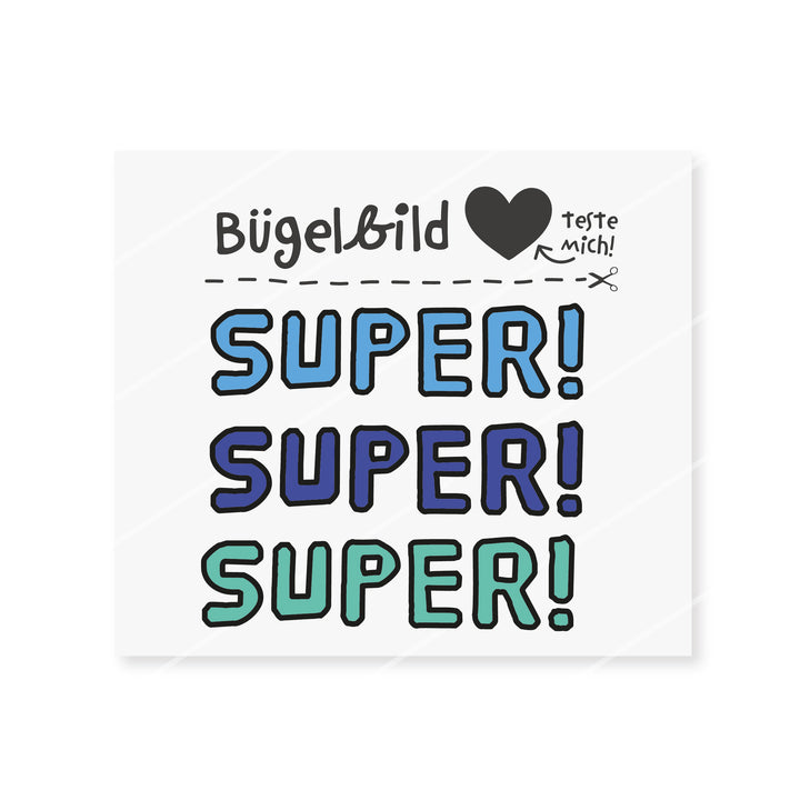 Bügelbild "SUPER" - verschiedene Farben
