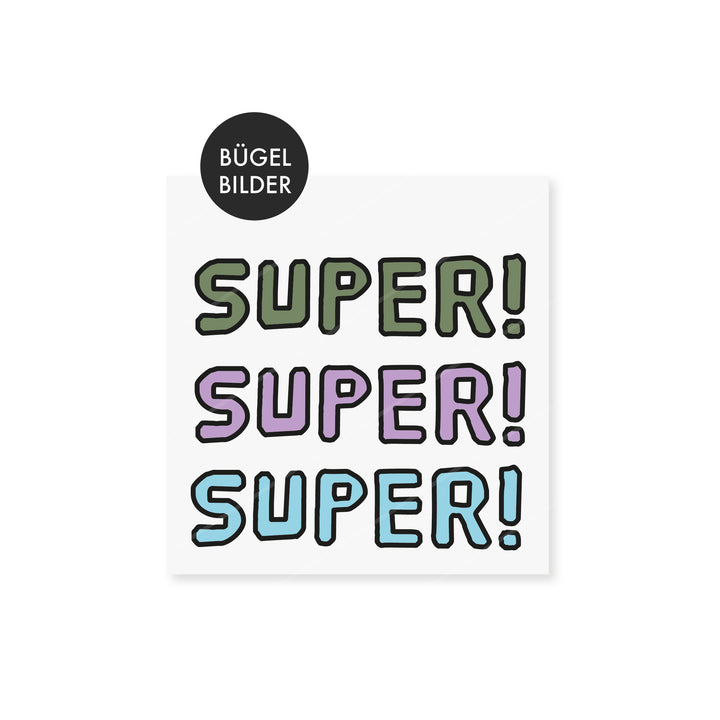 Bügelbild "SUPER" - verschiedene Farben