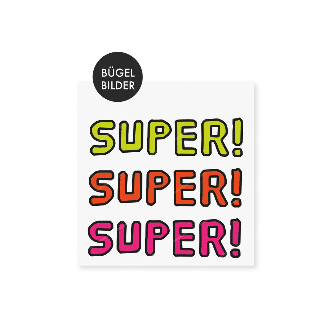 Bügelbild "SUPER" - verschiedene Farben