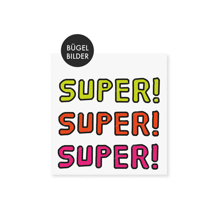 Bügelbild "SUPER" - verschiedene Farben