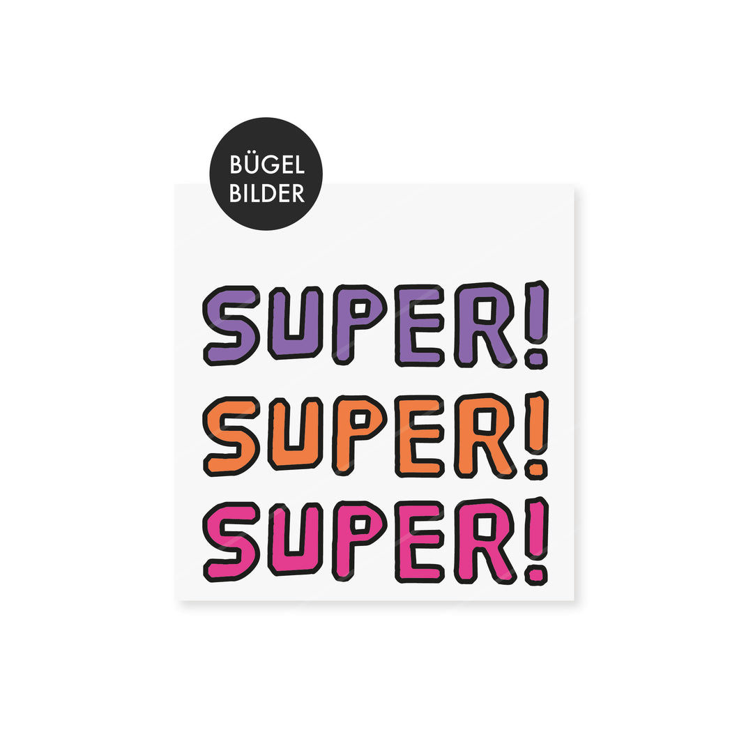 Bügelbild "SUPER" - verschiedene Farben