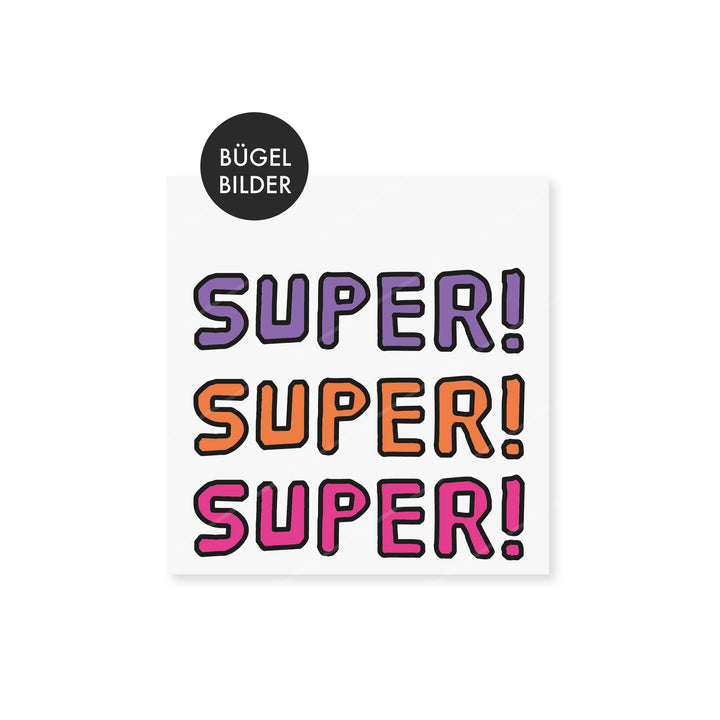 Bügelbild "SUPER" - verschiedene Farben