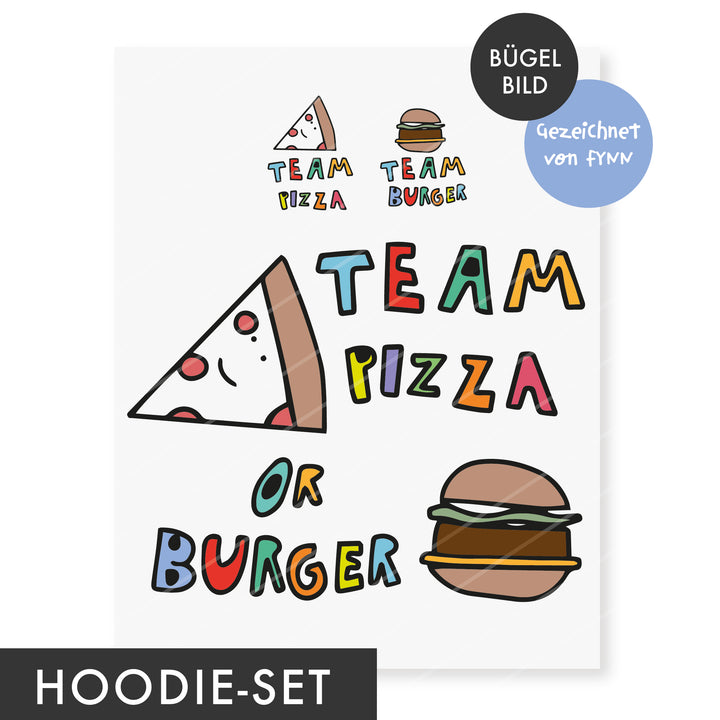 XL Bügelbild SET "Team Pizza or Team Burger" - Outlines