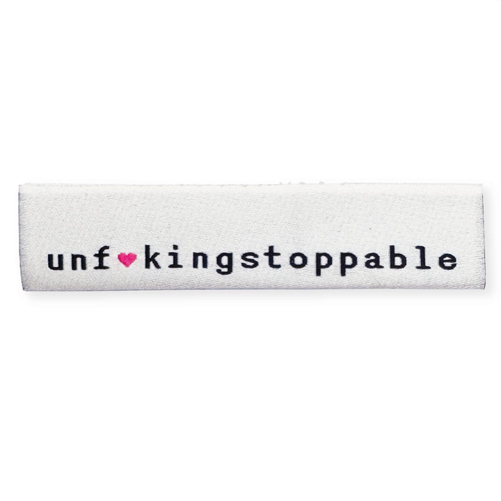 Weblabel "unf*kingstoppable"- weiß - 3 Stück