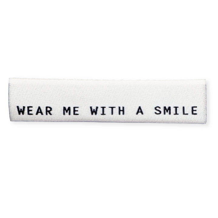 Weblabel "wear me with a smile"- weiß - 3 Stück