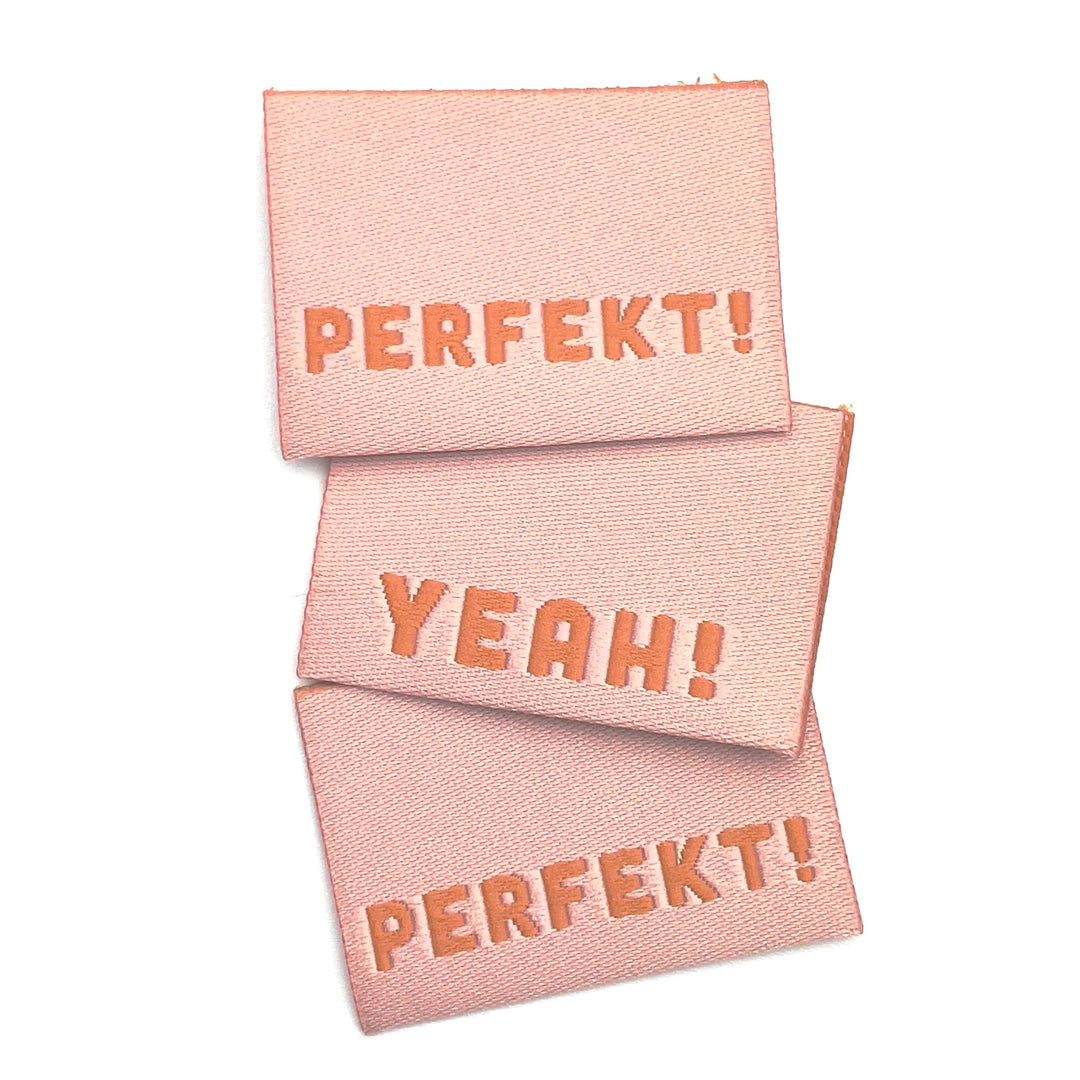 Weblabel "Perfekt/ Yeah! " - Rosa - 3 Stück
