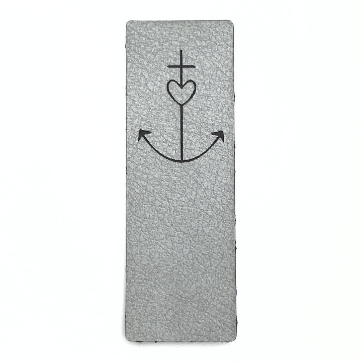 1 Kunstlederlabel "Anker" - Grau