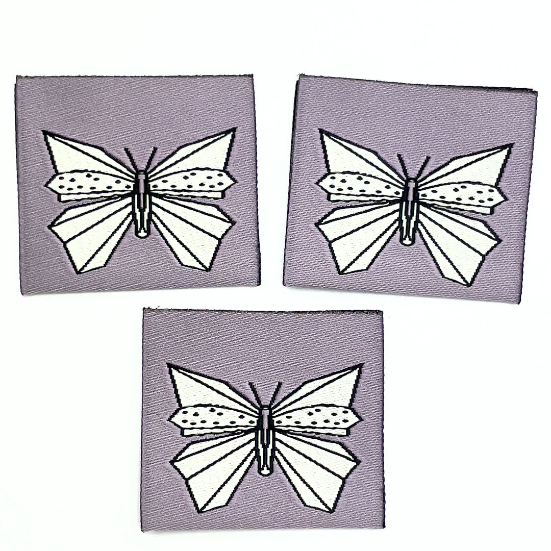 Weblabel Schmetterling - Lila - 3 Stück