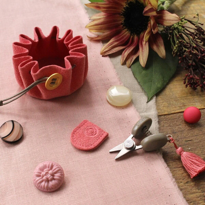 Minischere Geschenkset mit Lederbeutel - Rosa