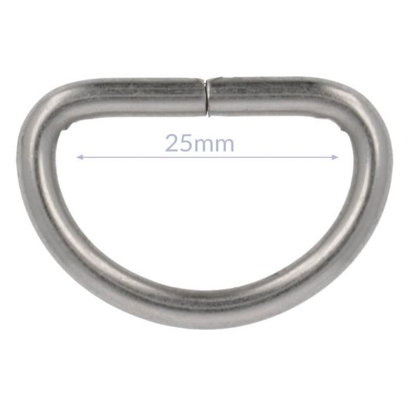 1 D Ring - 25 mm Nickel matt