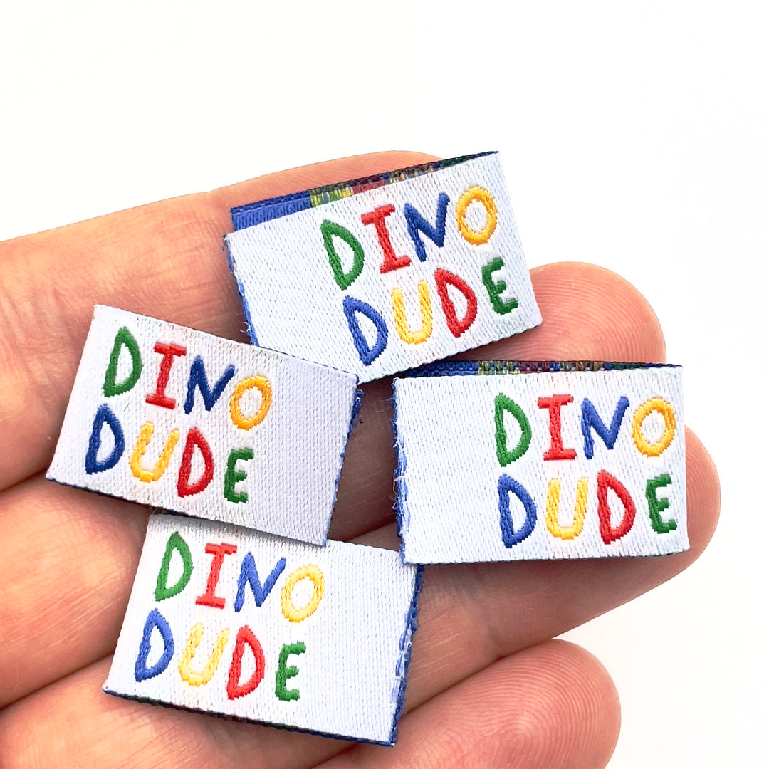 Weblabel "Dino Dude" - Bunt - 4 Stück