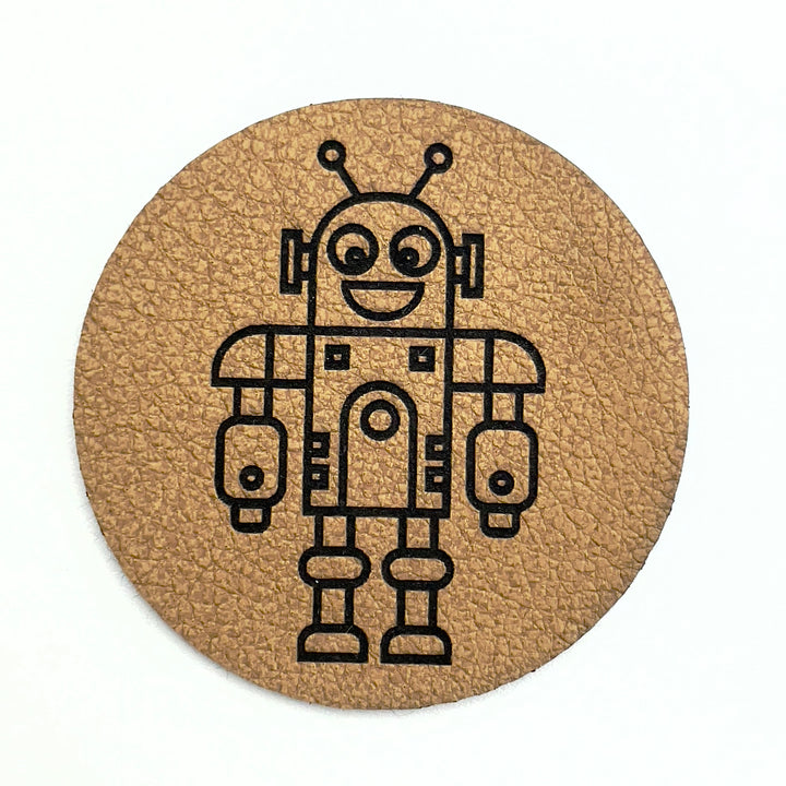 1 Kunstlederlabel Roboter - Braun