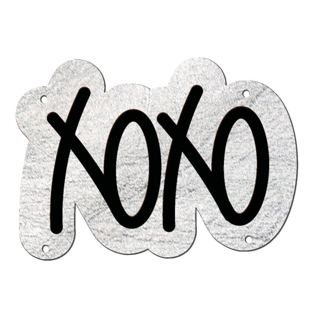 1 Nähpappelabel "XOXO" - metallic silber