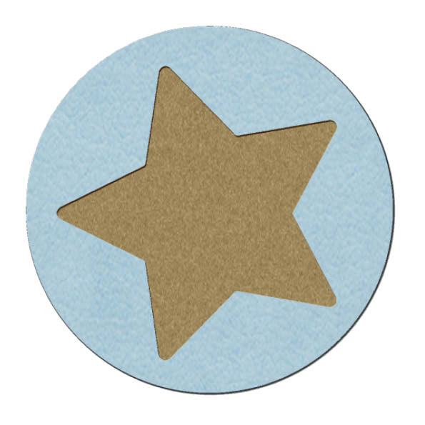 1 Kunstlederlabel Stern - Hellblau