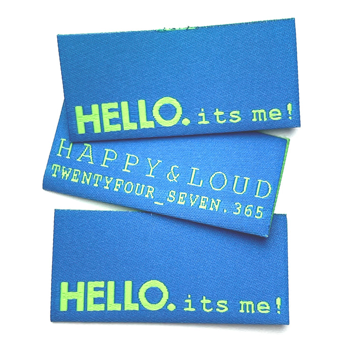3 Weblabel „Hello“ - Blau Neongrün