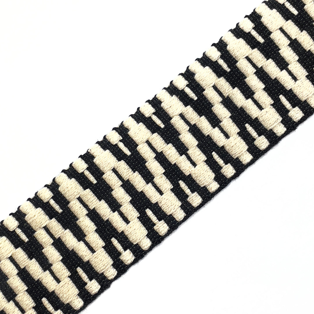 0,5 m Gurt/ Taschenband 40 mm - Streifen Ecru/Schwarz