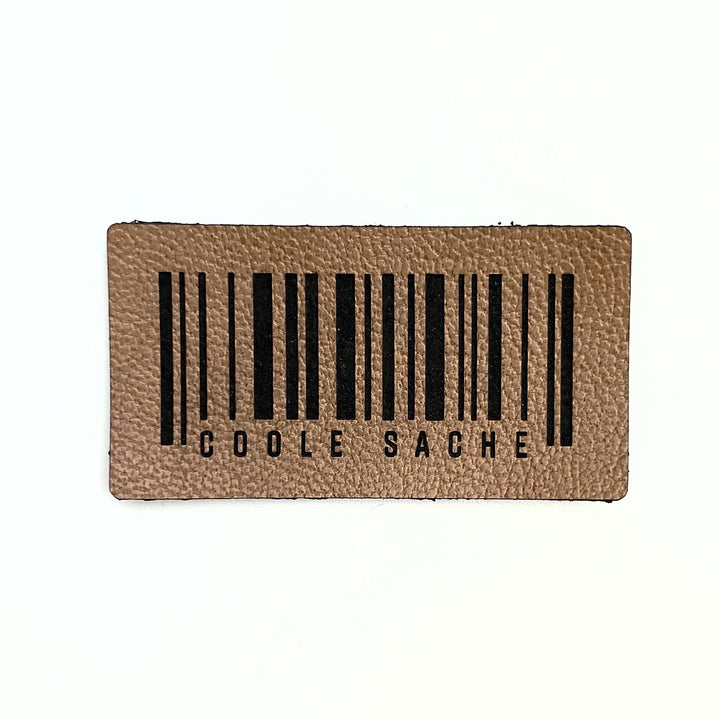 1 Kunstlederlabel "coole Sache Barcode" - Braun