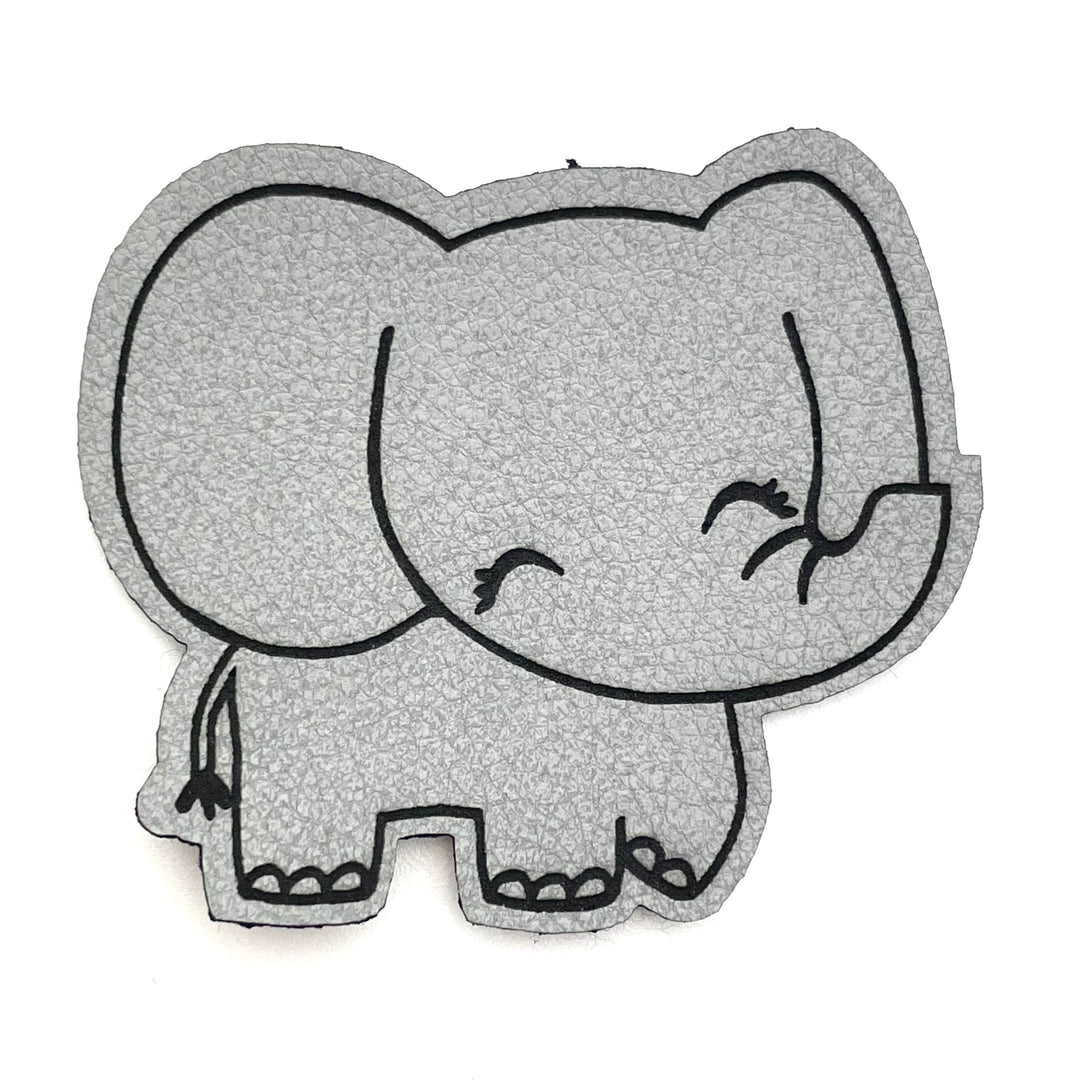 1 Kunstlederlabel "Elefanti" - Grau